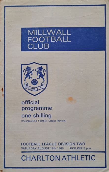 Millwall v Charlton Athletic, Div 2 (1969, Aug 16th)