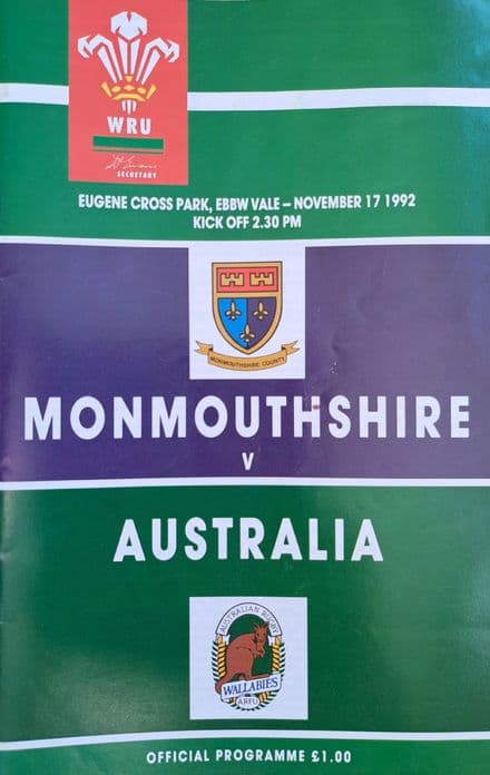 Monmouthshire v Australia (1992, Nov 17th)
