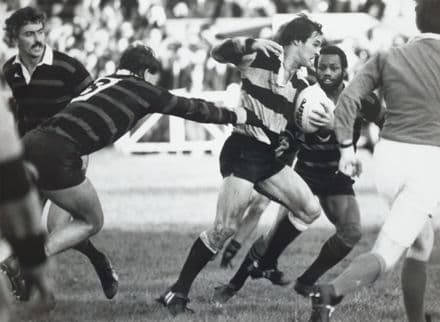 Moseley v Cardiff "Breaking the Tackle" Press Photo