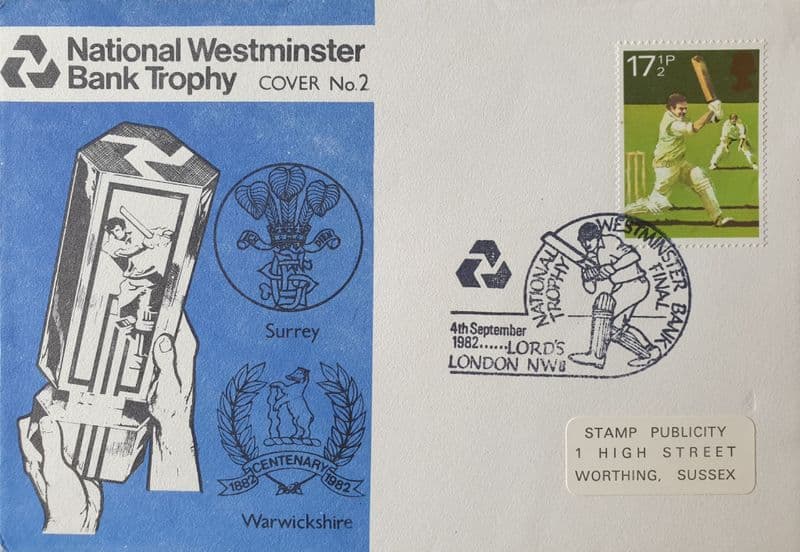 NatWest Trophy F FDC (1982, Sep 4th) Surrey v Warwickshire