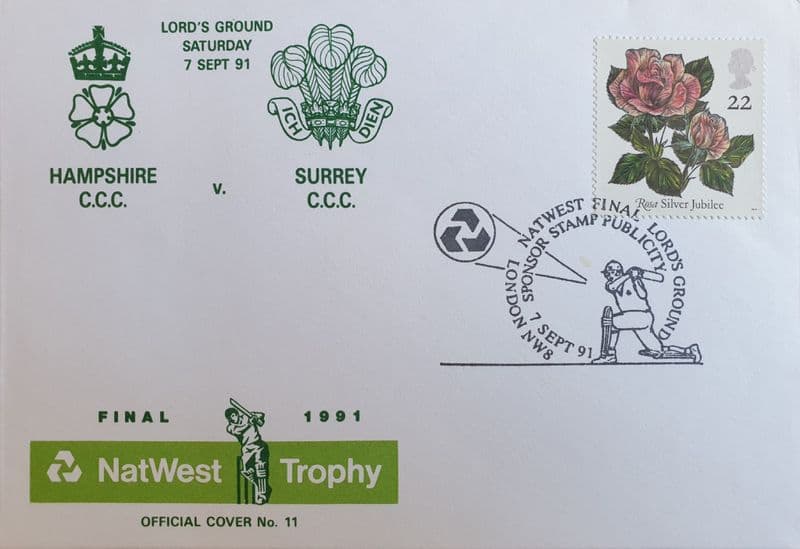 NatWest Trophy F FDC (1991, Sep 7th) Hampshire v Surrey