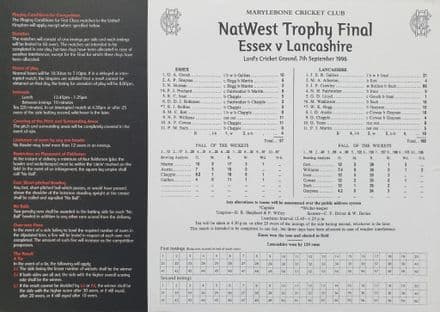 NatWest Trophy Final Scorecard (1996, Sep 7th)