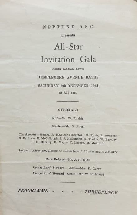 Neptune ASC All-Star Invitation Gala (1961, Dec 9th)