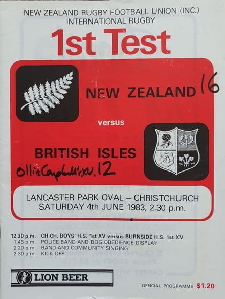 New Zealand v British Lions, First Test (1983, June 4th)