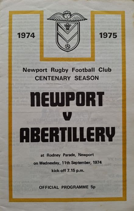 Newport v Abertillery (1974, Sep 11th)