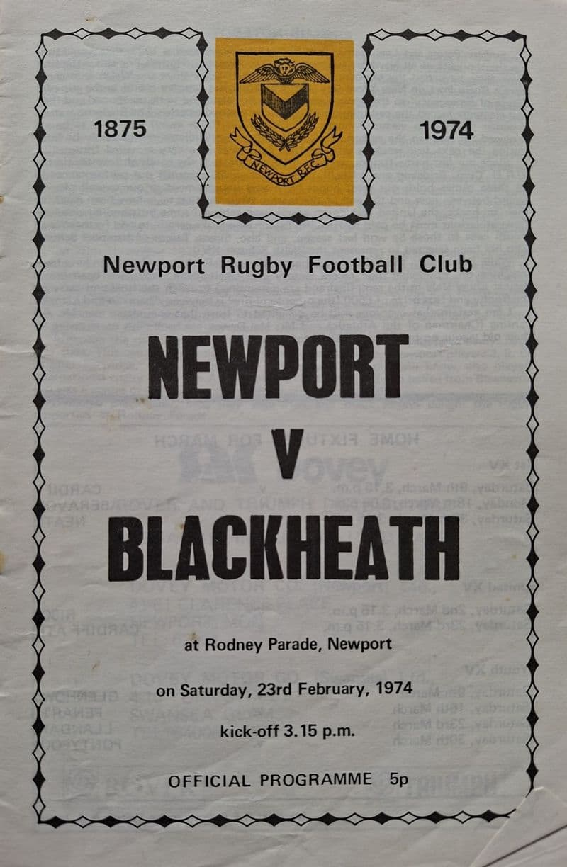 Newport v Blackheath (1974, Feb 23rd)