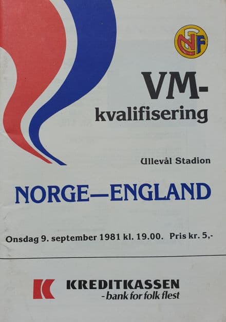 Norway v England, WC Qualifier (1981, Sep 9th)