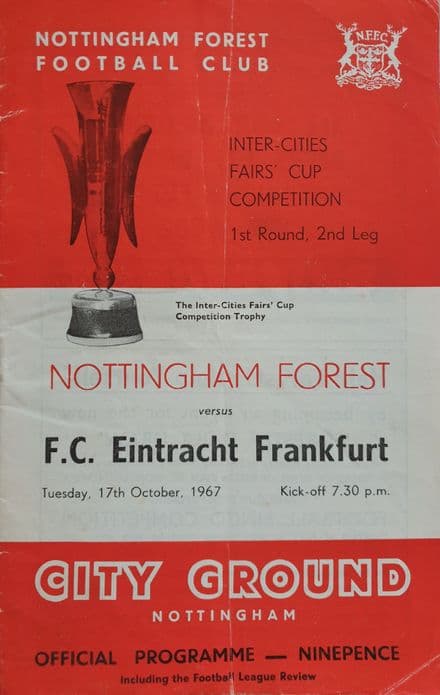 Nottingham Forest v Eintracht Frankfurt, Fairs Cup (1967, Oct 17th)