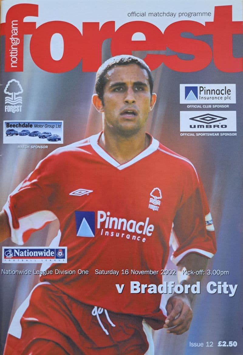 Nottm Forest v Bradford City, Div 1 (2002, Nov 16th) & Supporters Club Newsletter