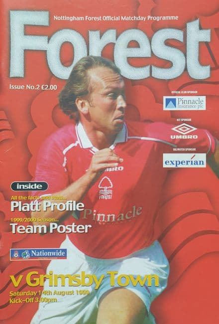 Nottm Forest v Grimsby Town, Div 1 (1999, Aug 14th)