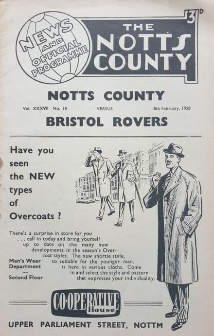 Notts County v Bristol Rovers, Div 2 (1958, Feb 8th)