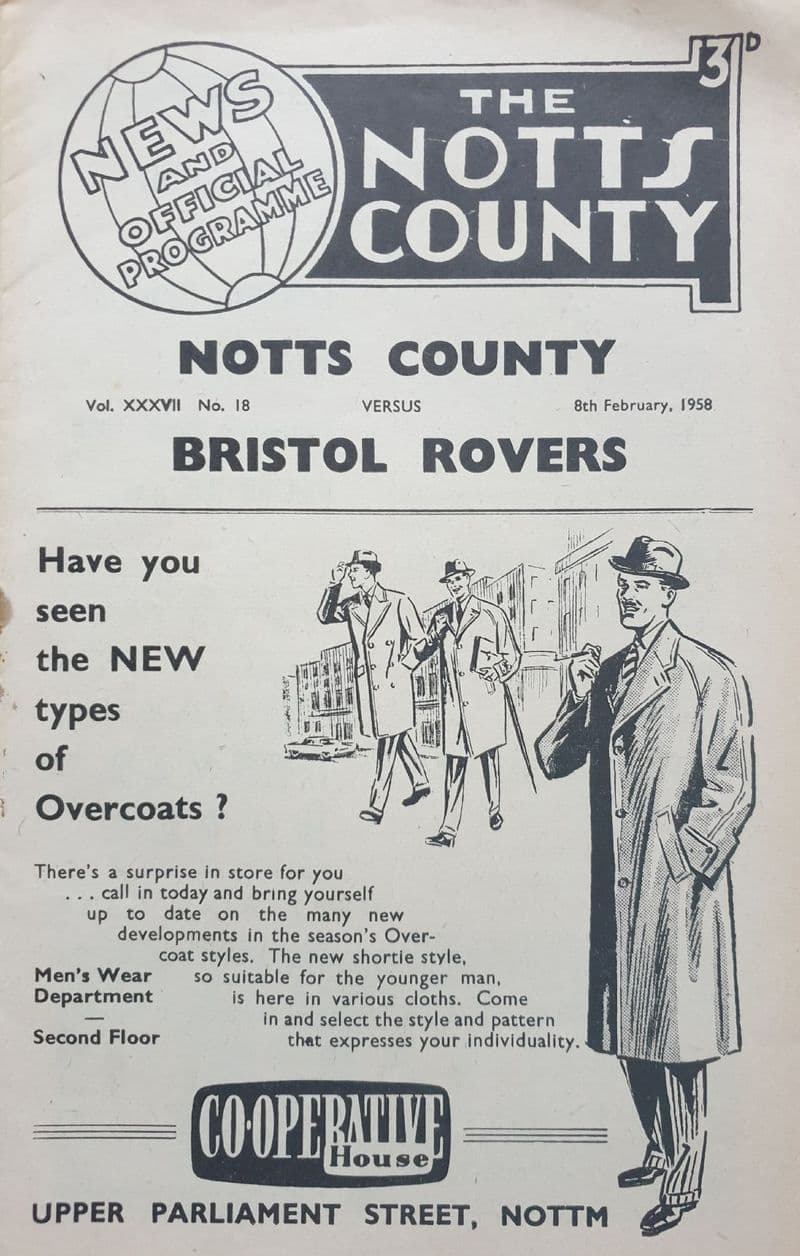 Notts County v Bristol Rovers, Div 2 (1958, Feb 8th)