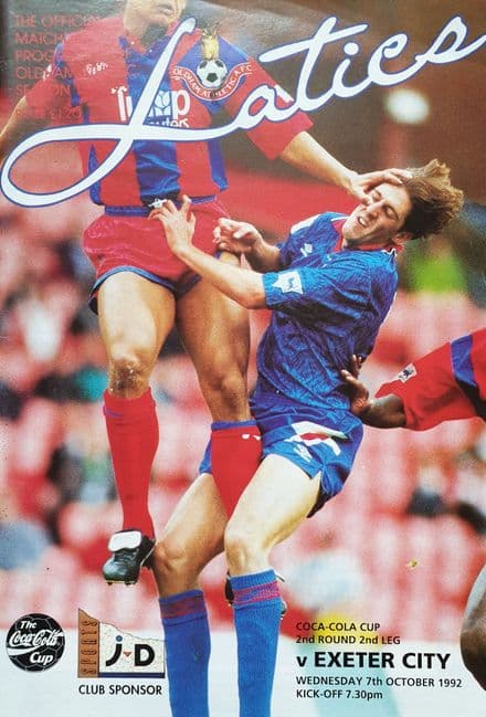 Oldham Athletic v Exeter, Coca Cola Cup (1992, Oct 7th)