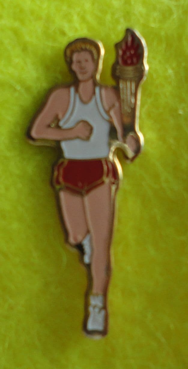 Olympic Torch Runner Enamel Pin Badge