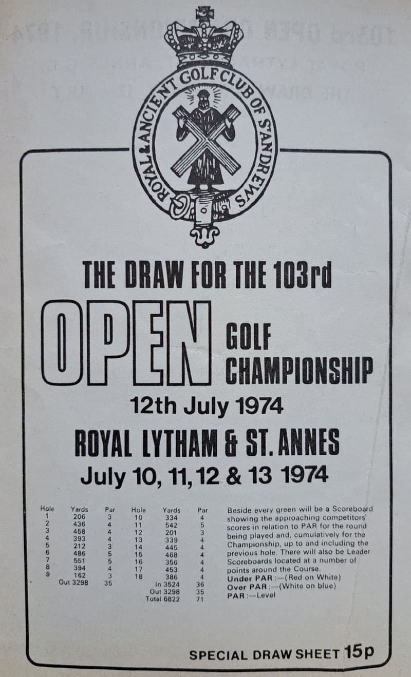 Open Golf Draw 1974 (Royal Lytham)