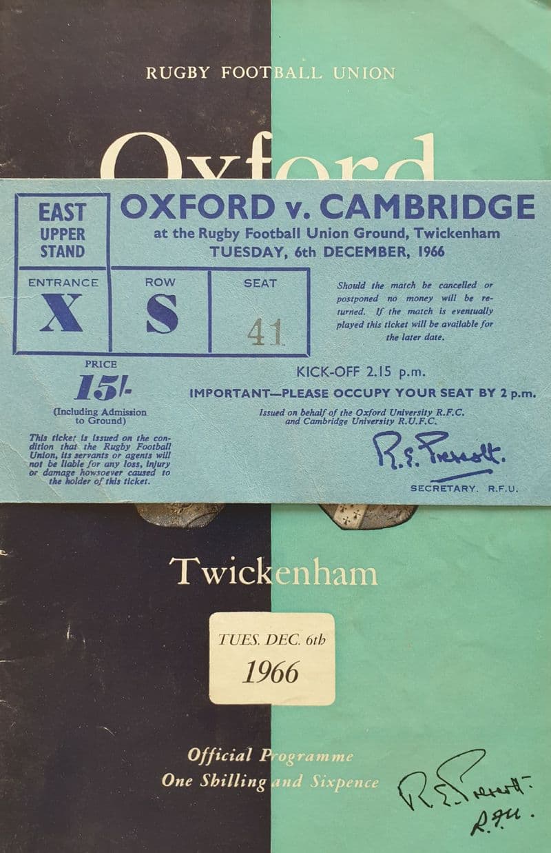 Oxford v Cambridge (1966, Dec 6th) plus Ticket