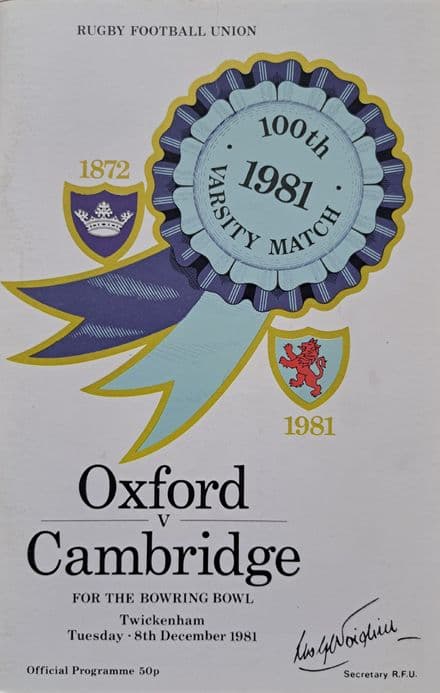 Oxford v Cambridge (1981, Dec 8th) 100th Varsity Match