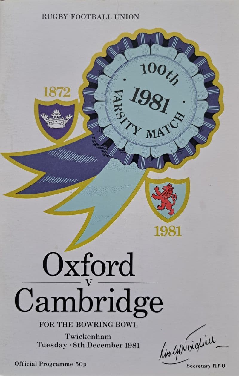 Oxford v Cambridge (1981, Dec 8th) 100th Varsity Match
