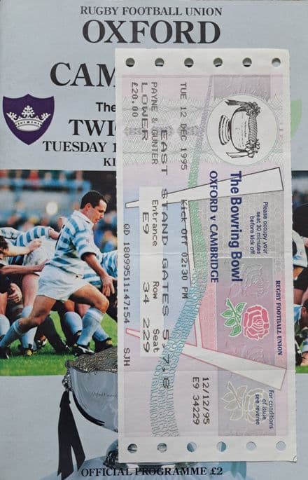 Oxford v Cambridge (1995, Dec 12th) plus Ticket