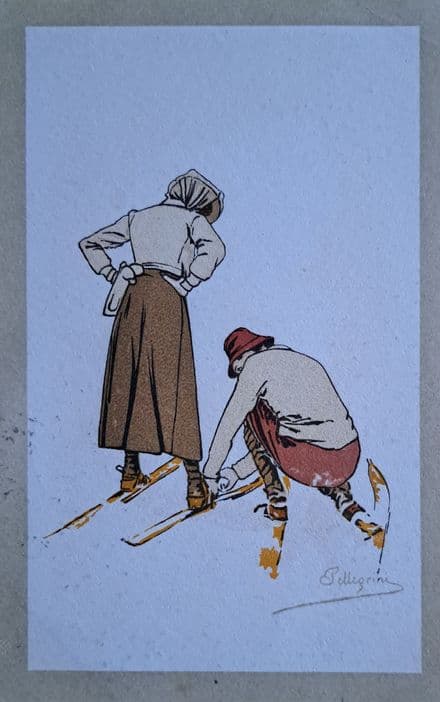 Pellegrini Skiing Card (1910)