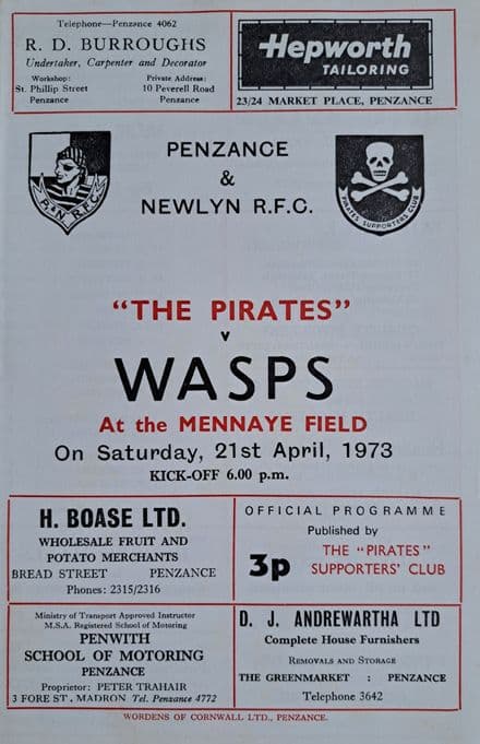 Penzance & Newlyn v Wasps (1973, Apr 21st)