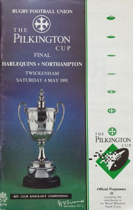 Pilkington Cup Final Programme (1991, May 4th) Harlequins v Northampton