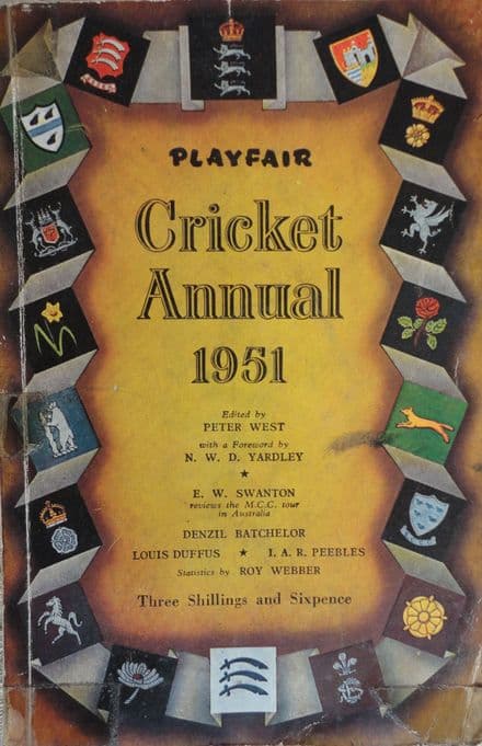 Playfair Cricket Annual 1951 ed by Peter West (Good Condition)