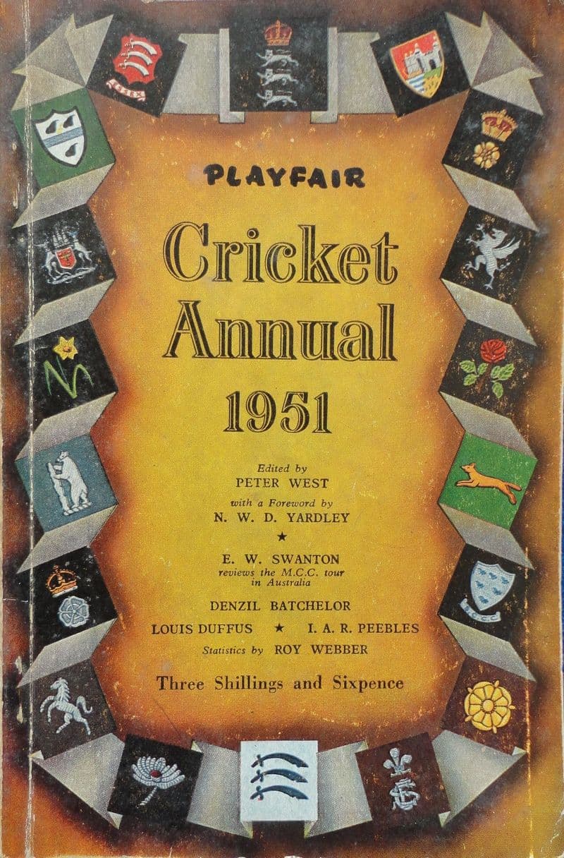 Playfair Cricket Annual 1951 ed by Peter West (V Good Condition)