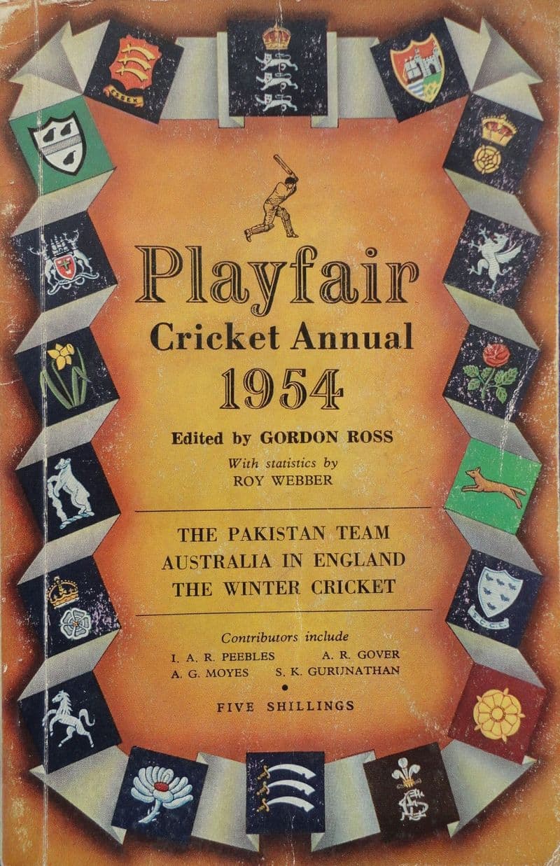 Playfair Cricket Annual 1954 ed by Gordon Ross (Good Condition)