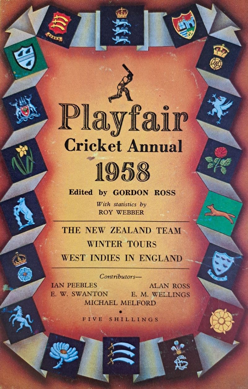 Playfair Cricket Annual 1958 ed by Gordon Ross (Good Condition)