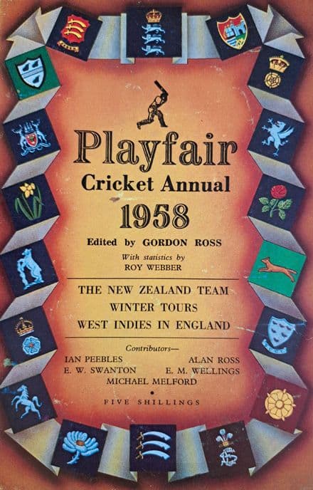 Playfair Cricket Annual 1958 ed by Gordon Ross (Good Condition)