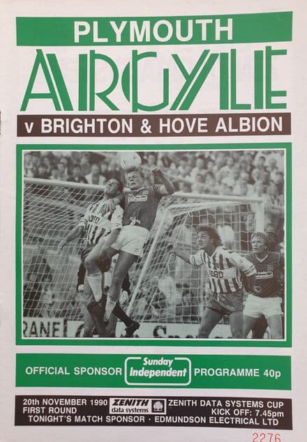 Plymouth v Brighton, ZDS Cup (1990, Nov 20th)