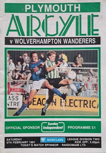 Plymouth v Wolves, Div 2 (1991, Feb 9th)