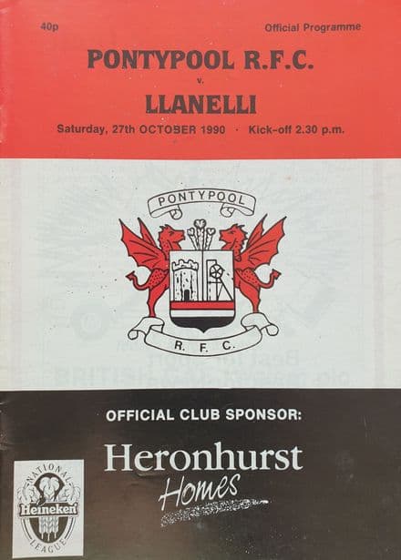 Pontypool v Llanelli (1990, Oct 27th)