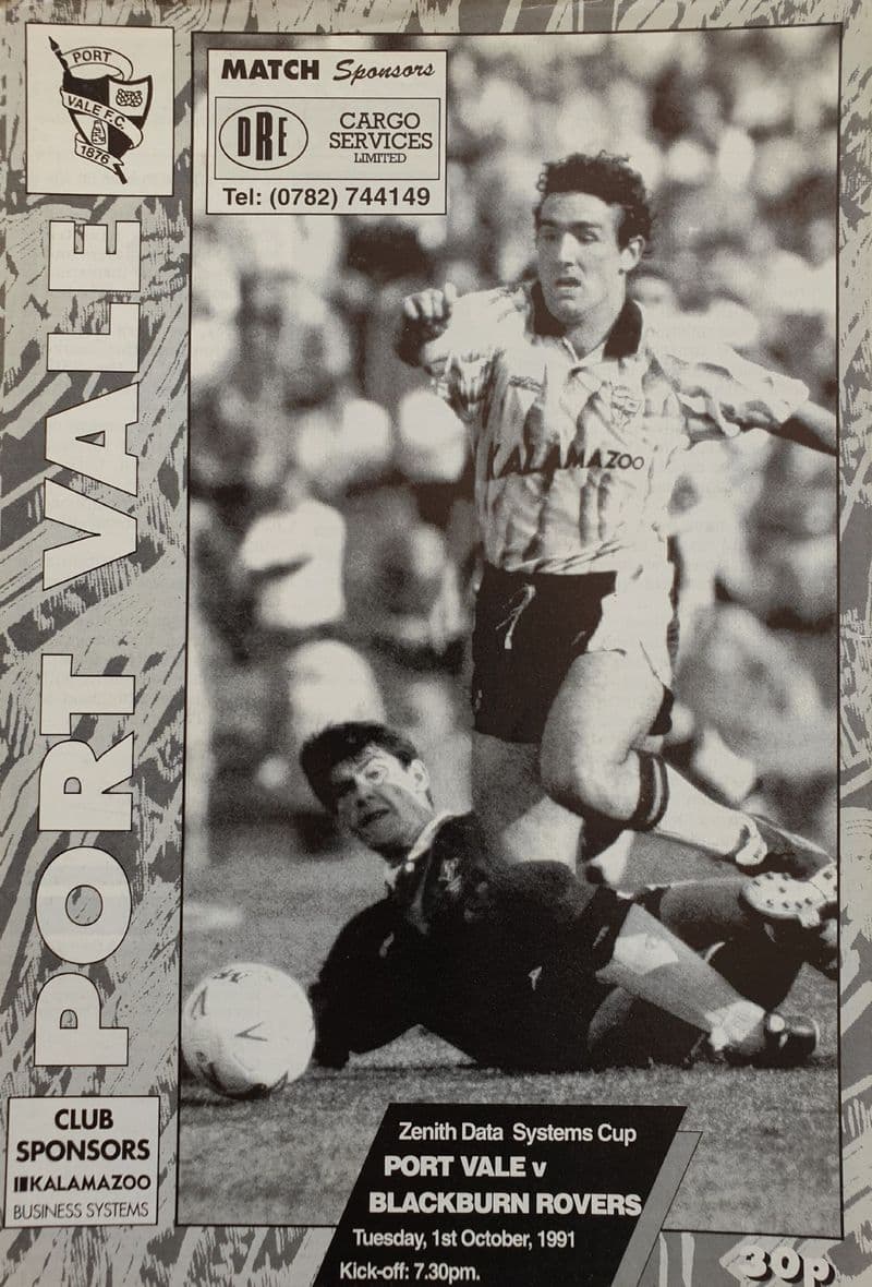 Port Vale v Blackburn Rovers, ZDS Cup (1991, Oct 1st)