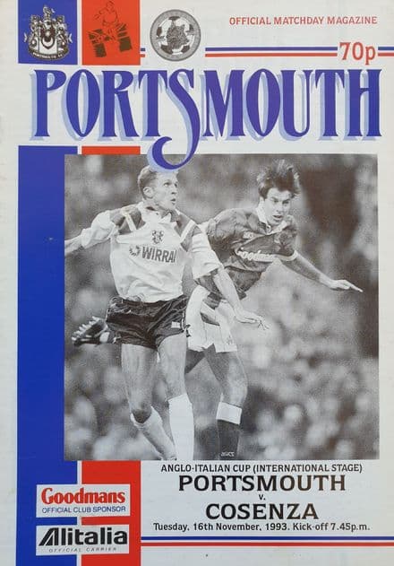 Portsmouth v Cosenza, Anglo-Italian Cup (1993, Nov 16)
