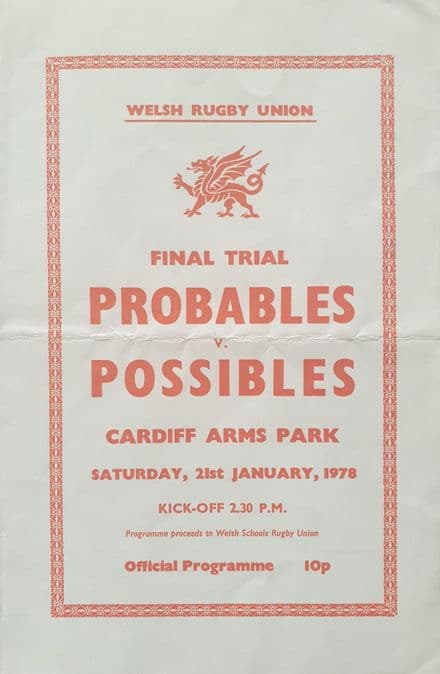 Probables v Possibles Final Trial (1978, Jan 21st)