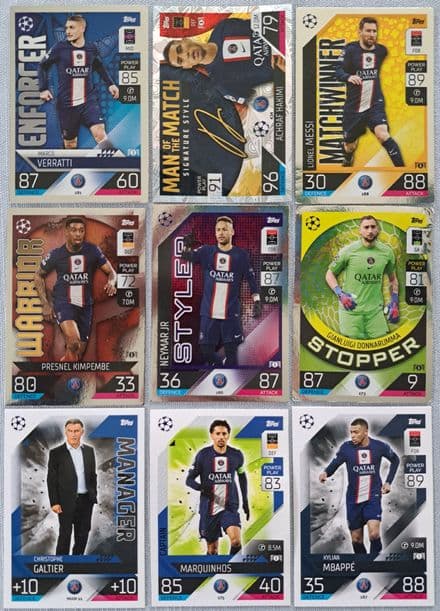 PSG, Match Attax Cards x 9 (2022-23)