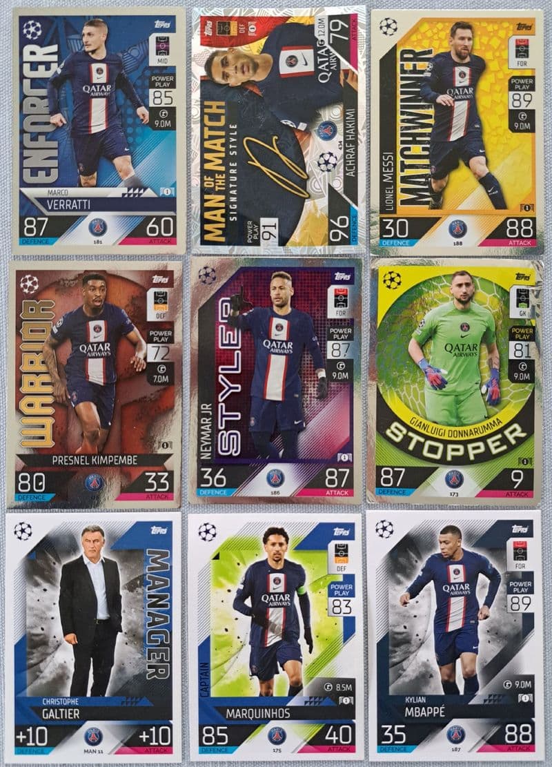 PSG, Match Attax Cards x 9 (2022-23)