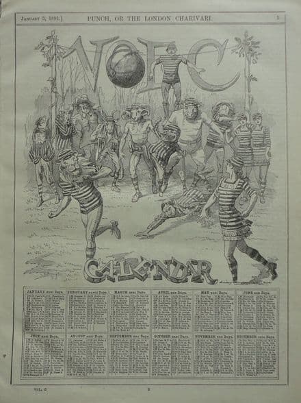 Punch Football Calendar Cartoon (1891, Jan 3rd)