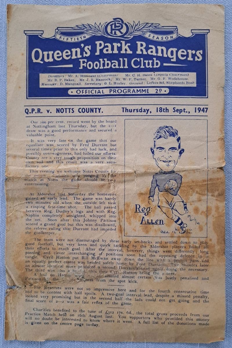 QPR v Notts County, Div 3 (1947, Sep 18th)