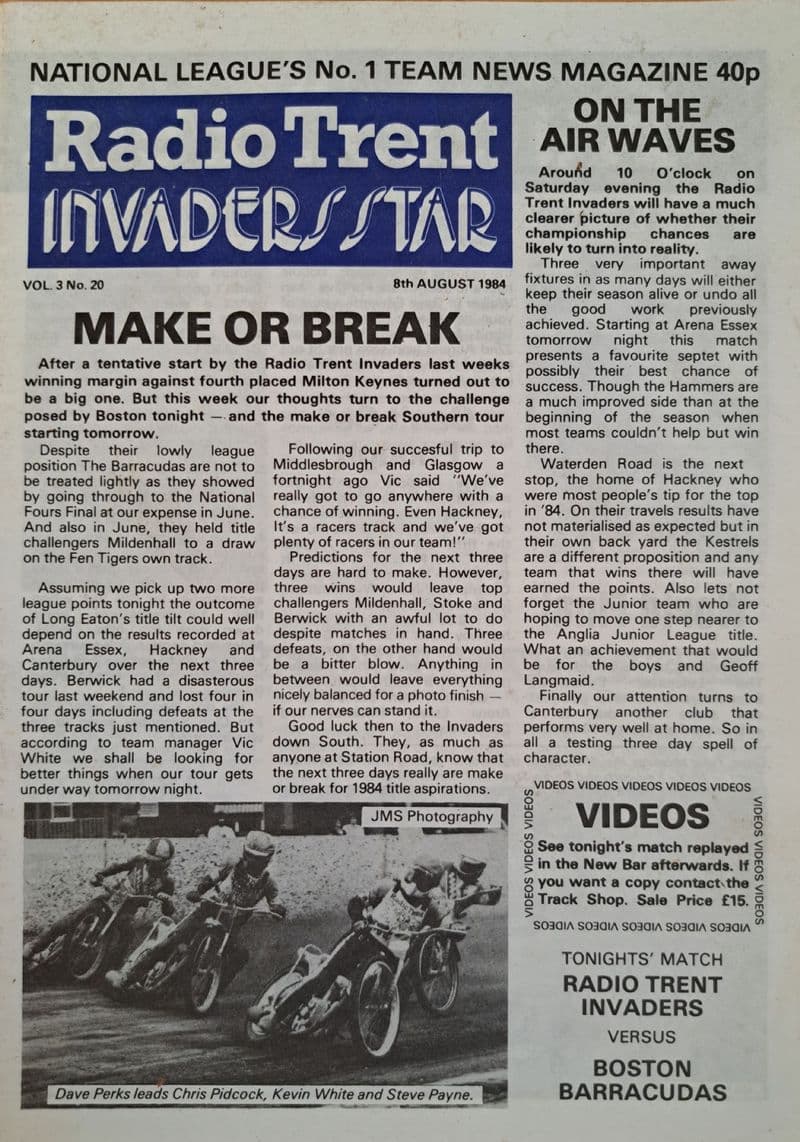 Radio Trent Invaders (Long Eaton) v Boston (1984, Aug 8th)