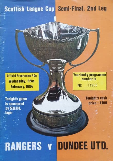 Rangers v Dundee Utd, Scottish League Cup SF 2nd Leg (1984, Feb 22nd)