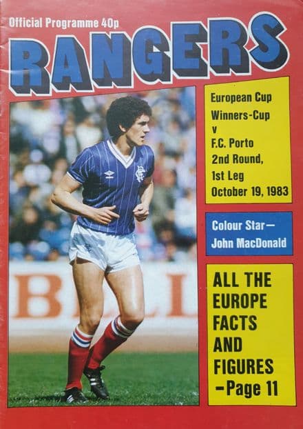 Rangers v FC Porto, CW Cup (1983, Oct 19th)
