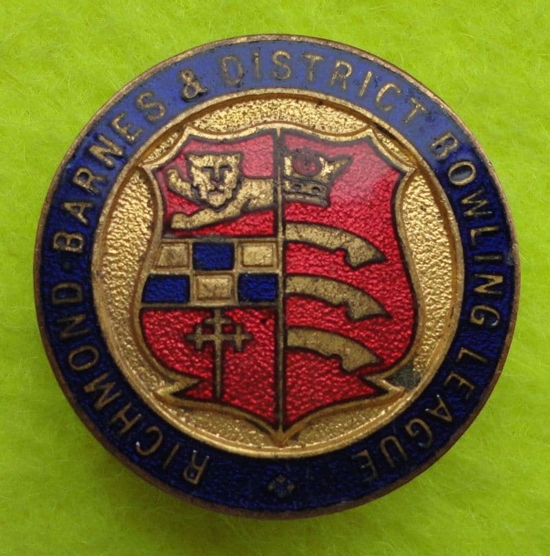 Richmond Barnes & District Bowling League (HW Miller Pre 1958) Enamel Pin Badge