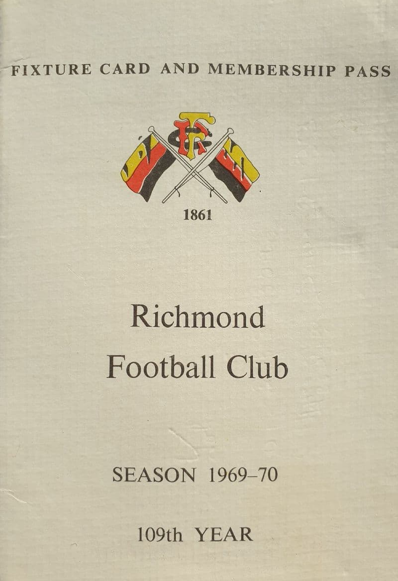 Richmond Fixture Card 1969-70