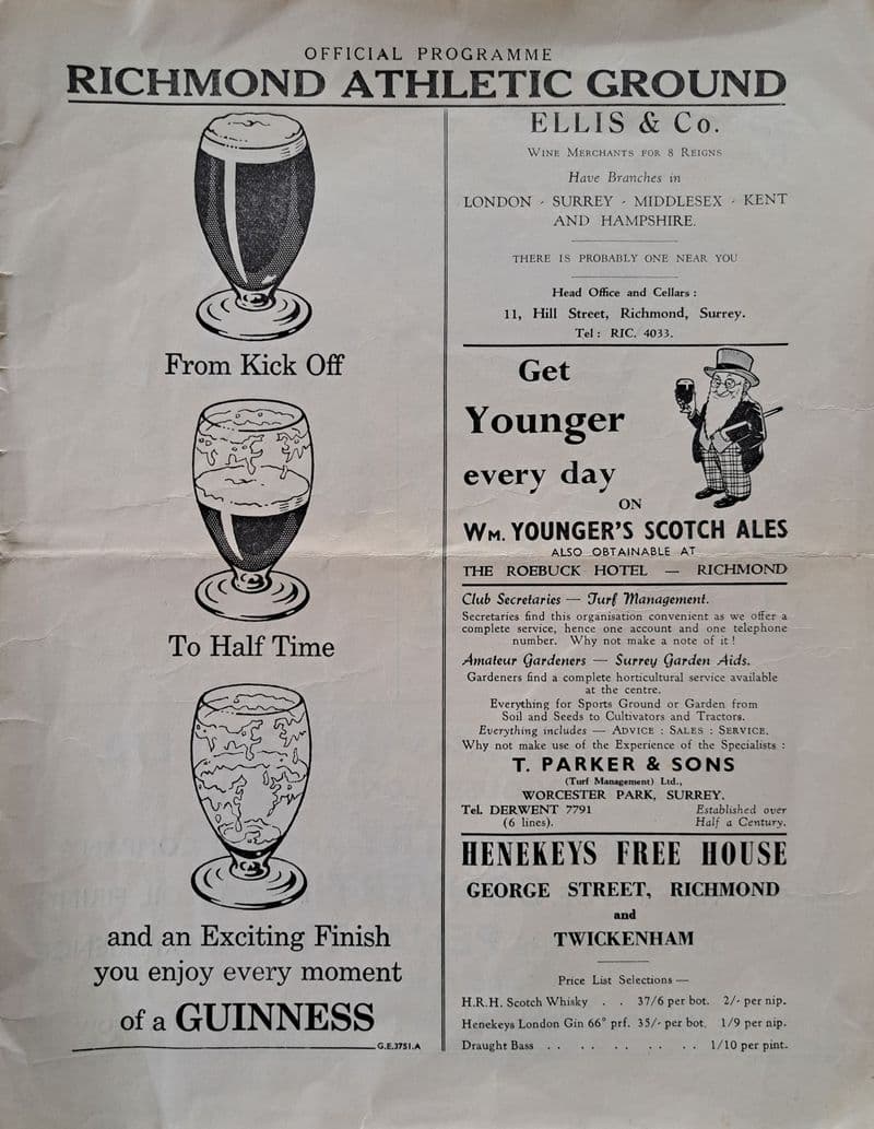 Richmond v London Welsh (1962, Oct 6th)