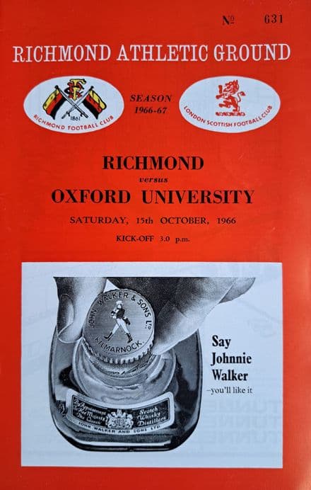 Richmond v Oxford University (1966, Oct 15th)