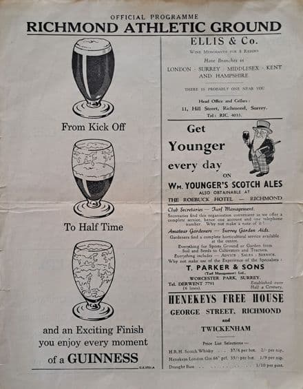 Richmond v Rosslyn Park (1962, Oct 13th)