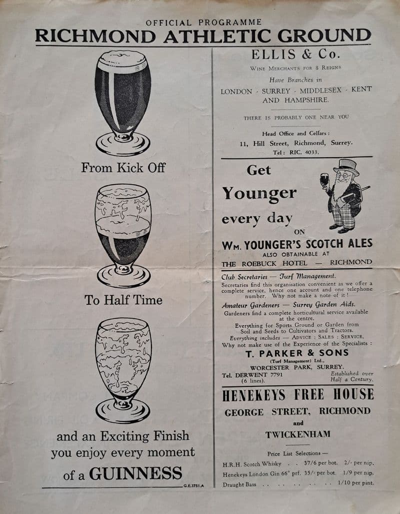 Richmond v Rosslyn Park (1962, Oct 13th)